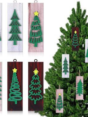 Qunclay 24 Pcs Rustic Christmas Wooden Ornaments for Tree Decorations